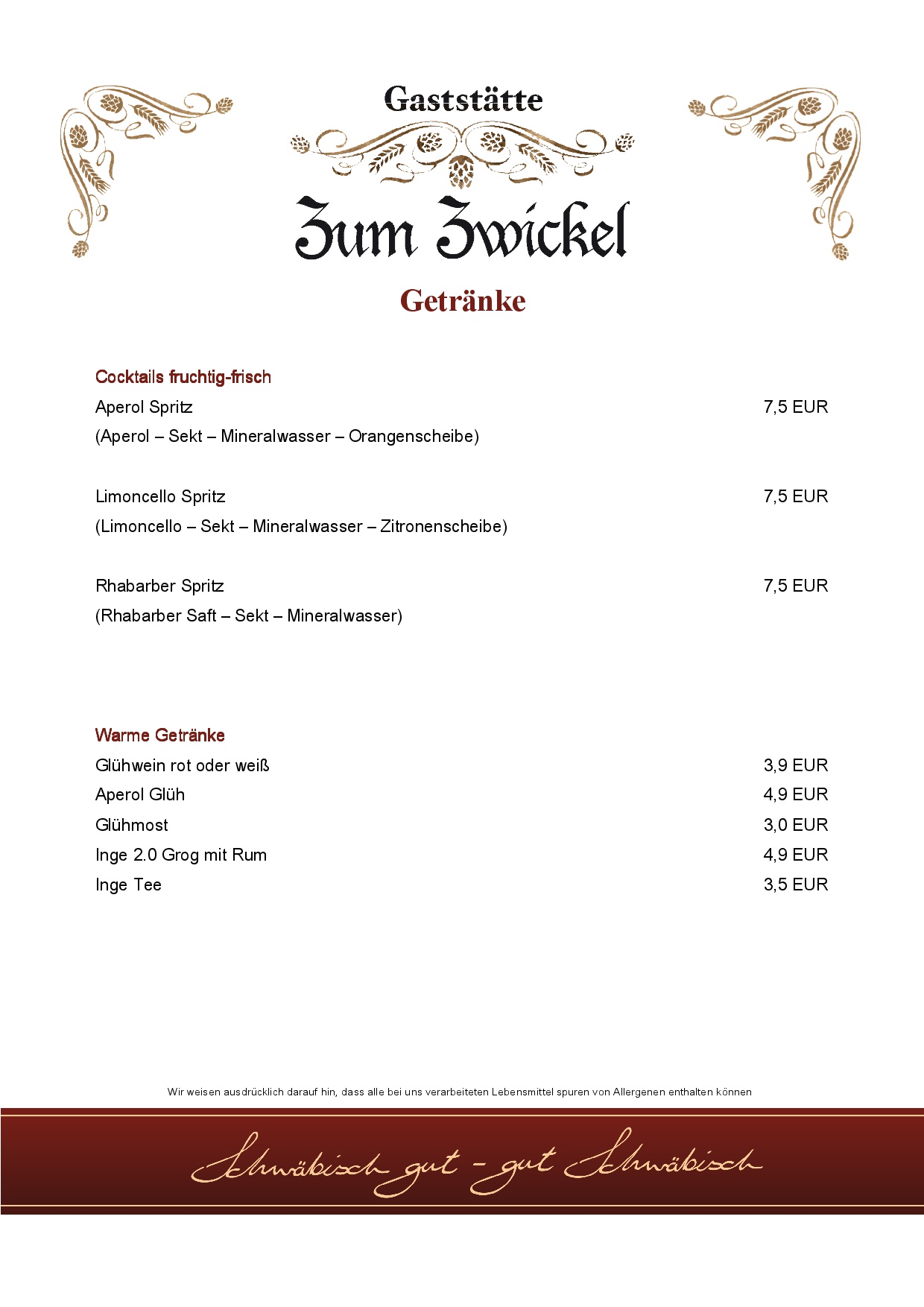 Getraenkekarte Seite1